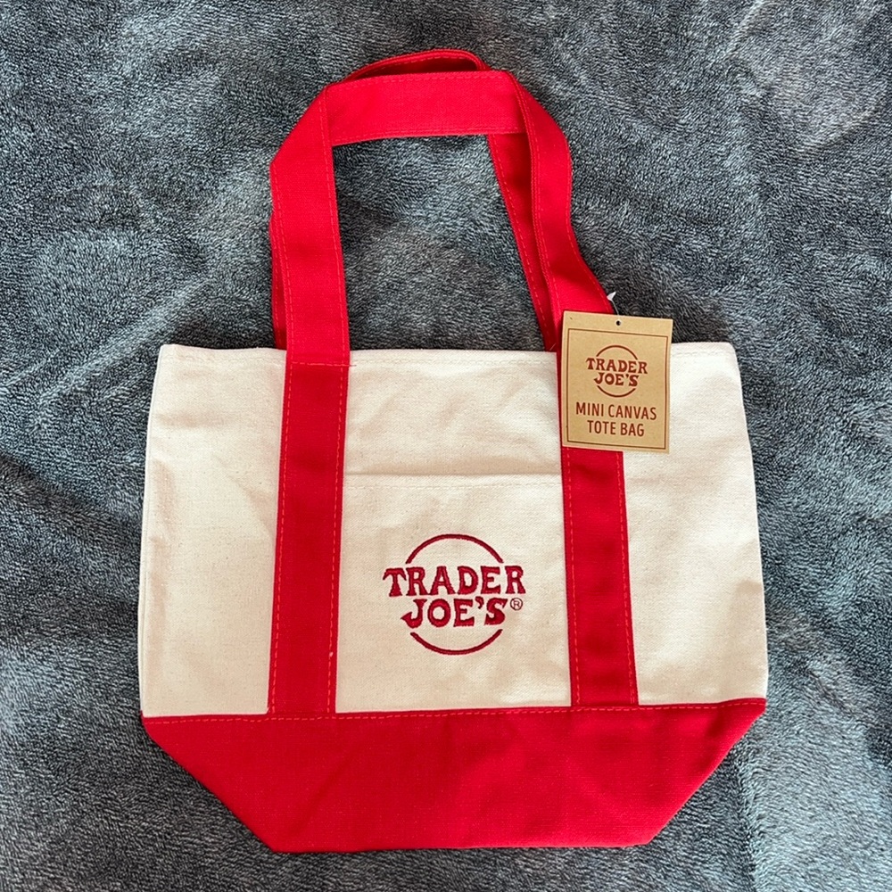 TRADER JOE'S MINI CANVAS TOTE BAG - RED